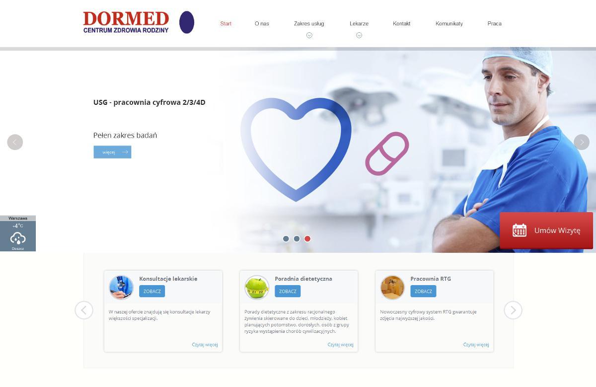 Strona internetowa DORMED Stworzona strona internetowa dla placówki medycznej Dormed