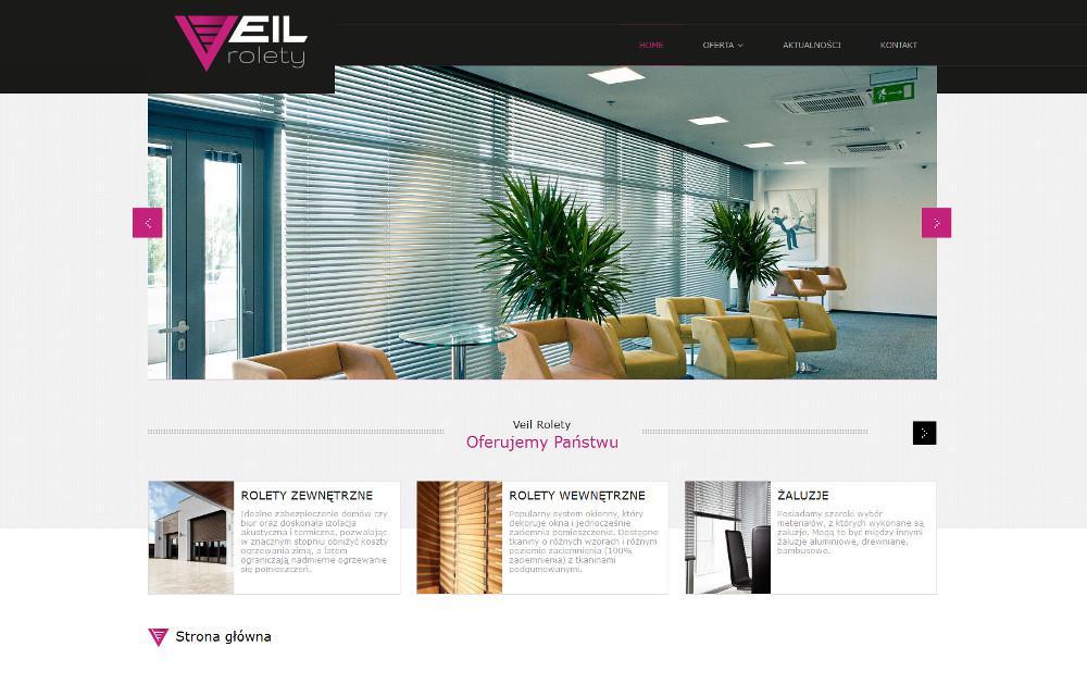 Veil Rolety witryna www Stworzona witryna www dla Veil Rolety - firma z Warszawy